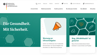 Neues Fenster: Webseite des Bundesinstitutes für Arzneimittel und Medizinprodukte Zur Webseite des BfArM - Bundesinstituts für Arzneimittel und Medizinprodukte